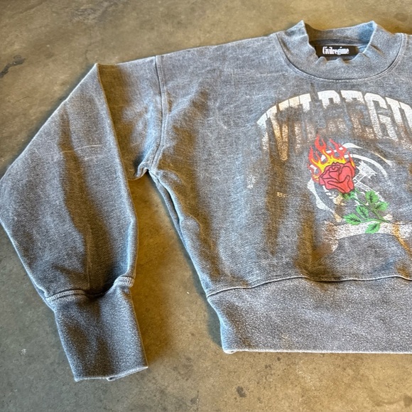 Civil Regime Sofie Crewneck Vintage Ashes Gray Heavyweight Acid Wash Sweatshirt - Picture 2 of 10